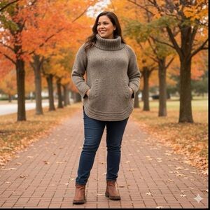 Cynthia Rowley Curve Cowl Neck Multi-colored Acrylic Wool Sweater (1X)